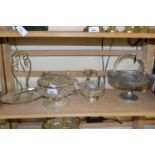 Mixed Lot: Various silver plated wares, pressed glass Coronation of King George VI table basket