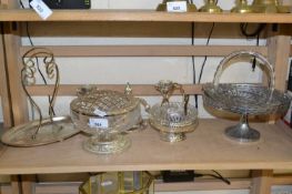 Mixed Lot: Various silver plated wares, pressed glass Coronation of King George VI table basket