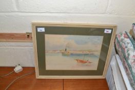 British, 20th century, shipping / coastal scene, watercolour, mounted, 9.5x13.5ins, framed and