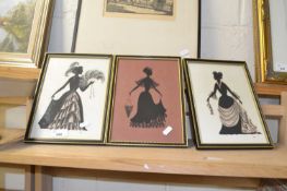 Group of three modern silhouette pictures of fasionable ladies