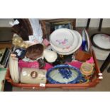 Large box of various assorted mixed ceramics, dolls etc