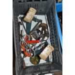 Box of mixed items to include axle stands