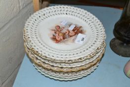 Quantity of various porcelain ribbon plates decorated with classical figures