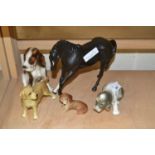 Mixed Lot: Royal Doulton model Black Beauty and various dog ornaments