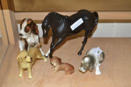 Mixed Lot: Royal Doulton model Black Beauty and various dog ornaments