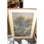 19th Century watercolour, rural scene with cottage, indistinctly signed and marked London 1882