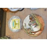 Mixed Lot: Victorian tile, Royal Doulton wall plates and others