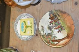 Mixed Lot: Victorian tile, Royal Doulton wall plates and others