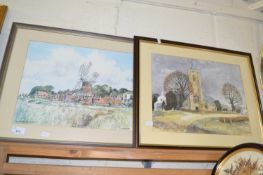 Stephen Willis, study of Emneth Church together with Janet Beckett, study of Cley Mill (2)