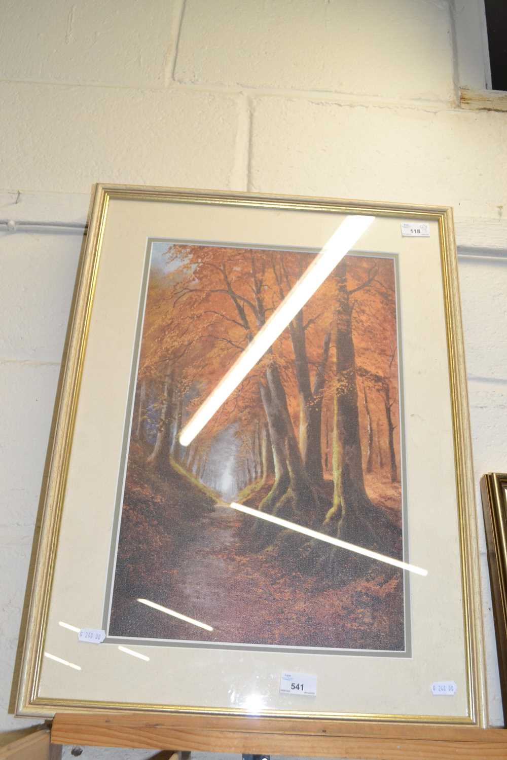 Coloured print on canvas, woodland scene