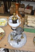 Mixed Lot: Table lamp, large copper jug, various other assorted metal wares