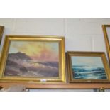 Two contemporary oil on canvas studies, seascapes