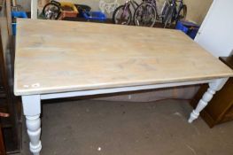 Modern painted pine kitchen table on turned legs