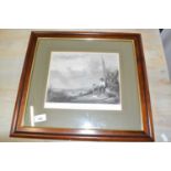 Arthur Wilmore (British, 20th century), 'Fisher-Boys: Coast of Norfolk', engraving, 8x10ins framed