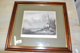 Arthur Wilmore (British, 20th century), 'Fisher-Boys: Coast of Norfolk', engraving, 8x10ins framed