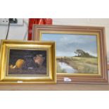 Jill Squire, The Field Gate, oil on board together with with Jeremy James Stiff, still life study of