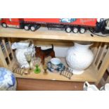 Mixed Lot: Various ceramics, silver plated toast racks, assorted drinking glasses etc