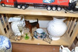 Mixed Lot: Various ceramics, silver plated toast racks, assorted drinking glasses etc