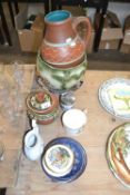 Mixed Lot: A retro Austrian pottery vase, jardiniere and various other assorted ceramics