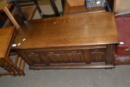 Modern oak blanket box with carved decoration