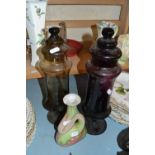 Two coloured jars and a Art Glass vase (3)