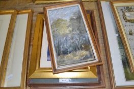 Mixed Lot: Small oil on board study woodland scene together with various framed prints