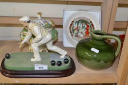 Mixed Lot: Leonardo model of a bowls player plus further ceramics