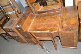 Walnut veneered dressing table with chair and pair of matching bedside cabinets (3)