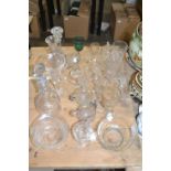Mixed Lot: Various 19th Century and later glass wares to include drinking glasses, spirit decanter