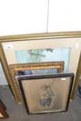 Mixed Lot: Various assorted pictures to include Russian examples, hunting print etc