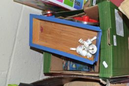 Mixed Lot: A painted wooden model of a cart together with various ceramics, stationery box etc