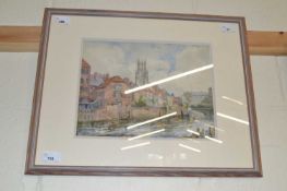 George Robert Rushton RI RBA RBSA (British, 20th century) riverbank view, watercolour, signed,