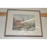 George Robert Rushton RI RBA RBSA (British, 20th century) riverbank view, watercolour, signed,