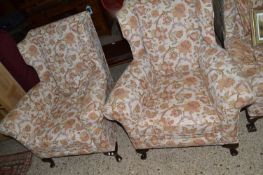 Pair of early 20th Century wing back armchairs