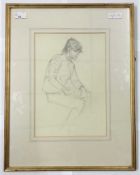 British School (20th century), a study of a seated boy, pencil sketch, 9x13ins, framed and glazed.