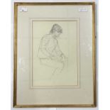 British School (20th century), a study of a seated boy, pencil sketch, 9x13ins, framed and glazed.