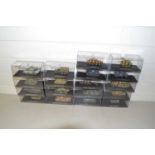 Collection of cased toy military vehicles, mainly tanks