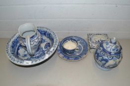 Mixed Lot: Modern blue and white wash jug and bowl and other assorted ceramics