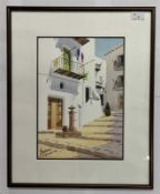 J. Chavarino ( Spanish, 20th century), 'Ibiza', watercolour, signed and dated 92, 14x9.5ins,