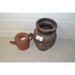 Chinese Yizing terracotta teapot and a further vase