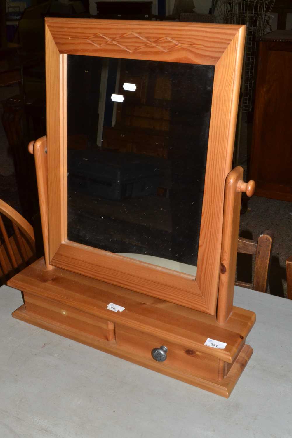 Pine framed dressing table mirror