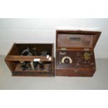 Two vintage crystal receivers in wooden cases