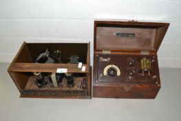 Two vintage crystal receivers in wooden cases