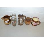 Mixed Lot: Copper lustre wares, pair of small Oriental vases, a Royal Doulton Salisbury gill etc