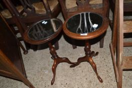 Pair of small wine tables with mirrored tops