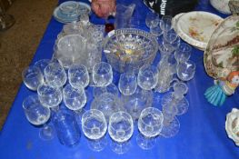 Large mixed lot including various assorted glass ware, dressing table glass, various drinking