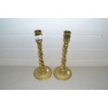 Pair of brass barley twist candlesticks