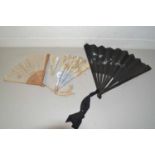 Collection of vintage fans for repair to include mother of pearl mounted example