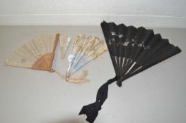 Collection of vintage fans for repair to include mother of pearl mounted example