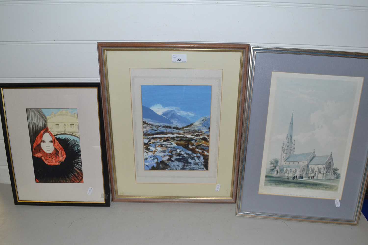 Mixed Lot: Study of a mountain landscape and two further pictures